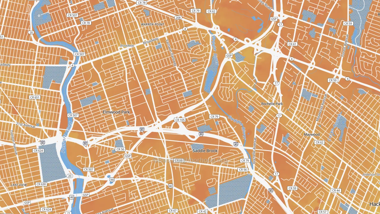 Transit Grade map of Passaic Junction, Saddle Brook, NJ