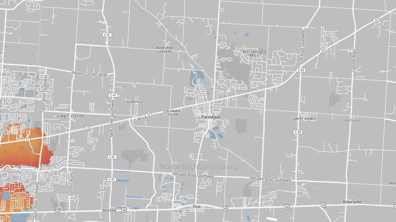 Transit Grade map of Pataskala, OH