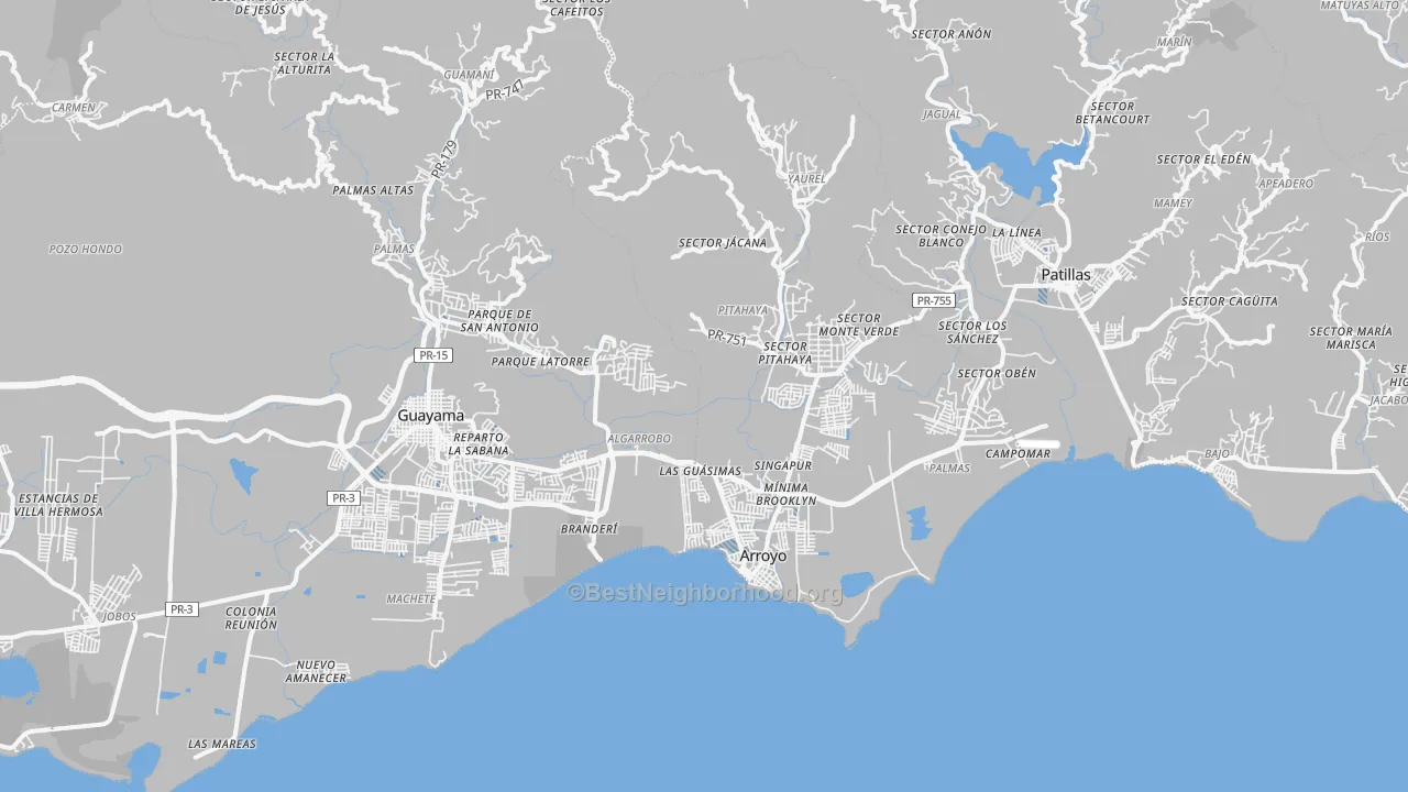 Transit Grade map of Patillas, PR
