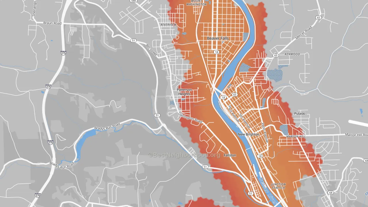 Transit Grade map of Patterson Heights, PA
