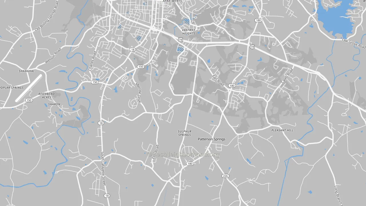 Transit Grade map of Patterson Springs, NC