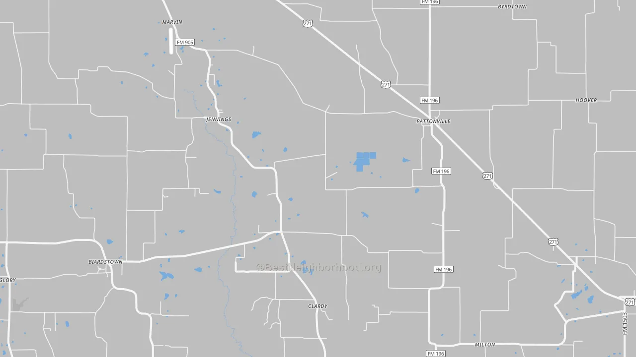Transit Grade map of Pattonville, TX