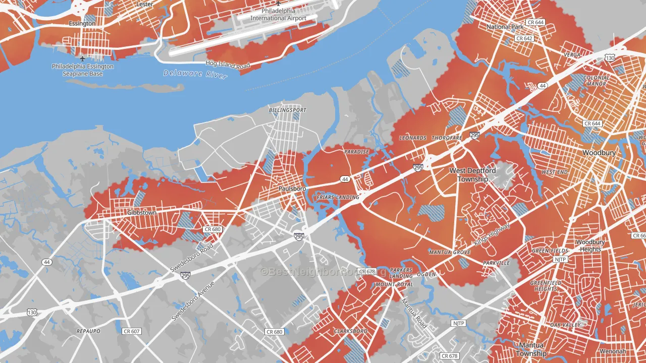 Transit Grade map of Paulsboro, NJ