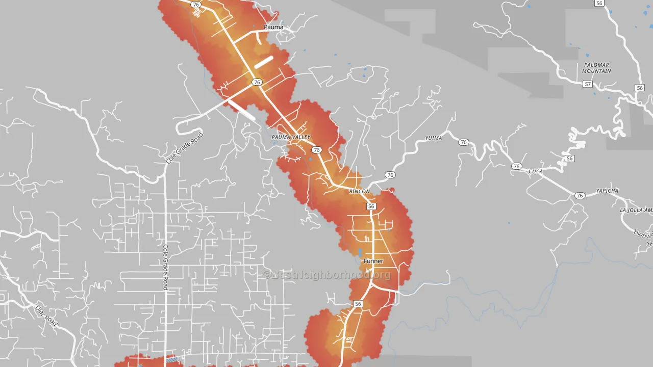 Transit Grade map of Pauma Valley, CA