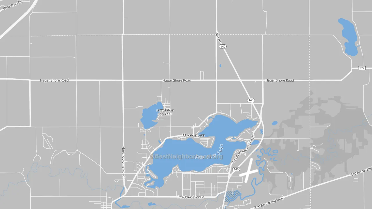 Transit Grade map of Paw Paw Lake, MI
