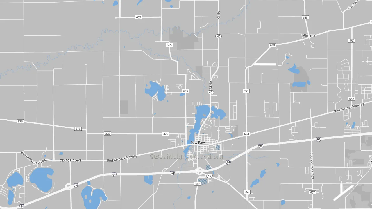 Transit Grade map of Paw Paw, MI