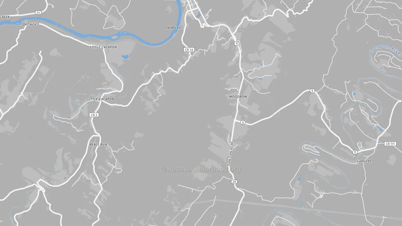 Transit Grade map of Paw Paw, WV