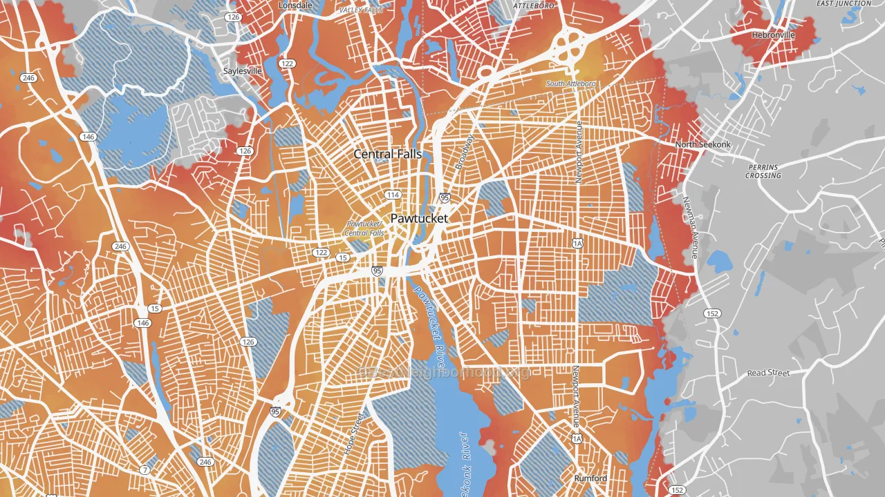 Transit Grade map of Pawtucket, RI
