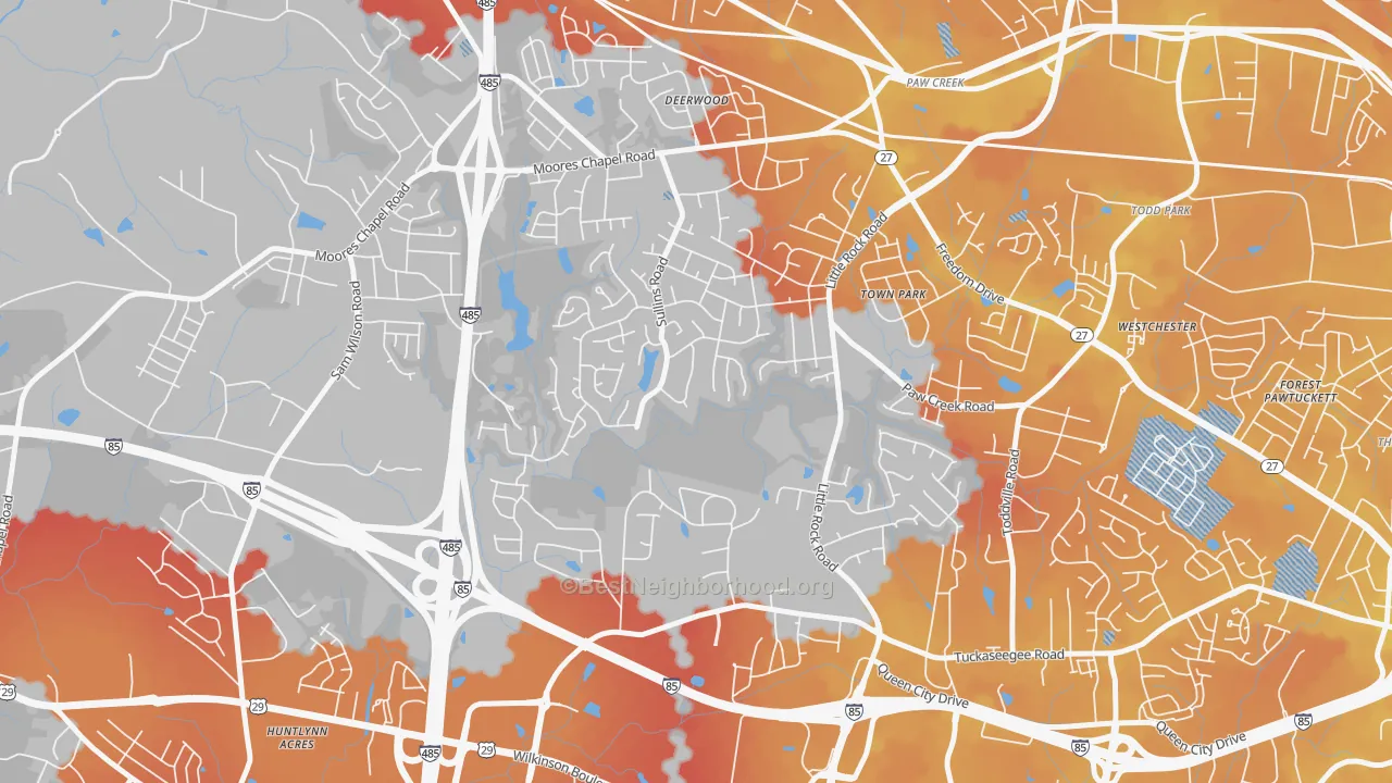 Transit Grade map of Pawtuckett, Charlotte, NC