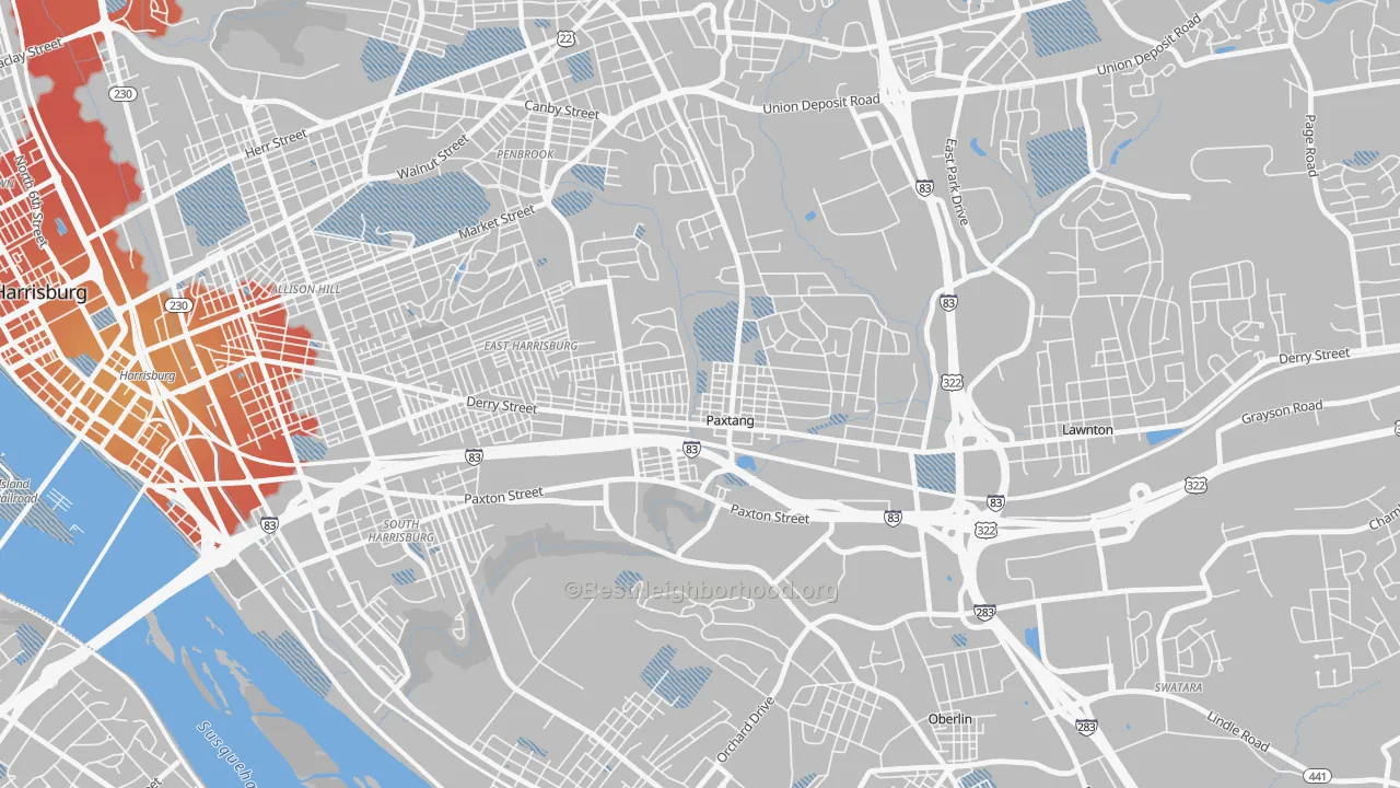 Transit Grade map of Paxtang, PA