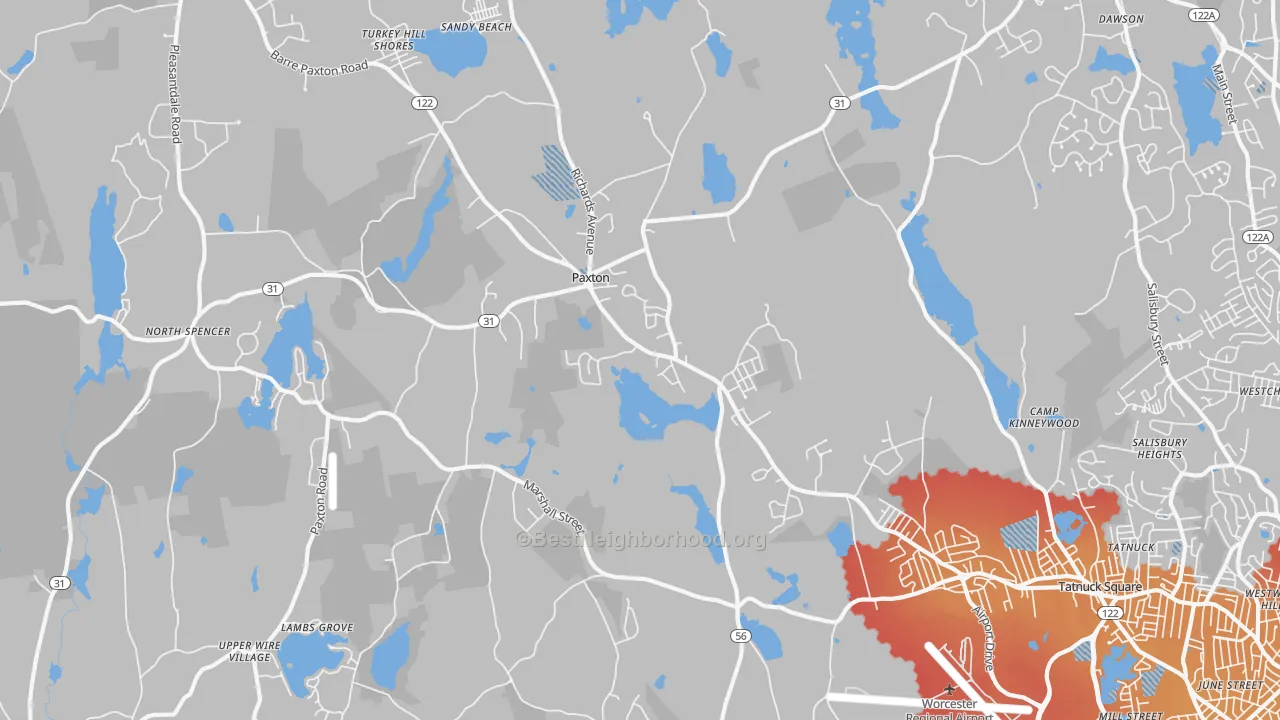 Transit Grade map of Paxton, MA