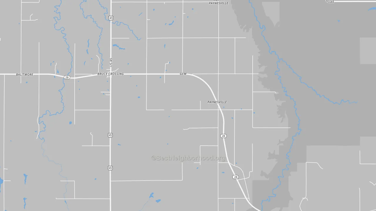 Transit Grade map of Paynesville, MI