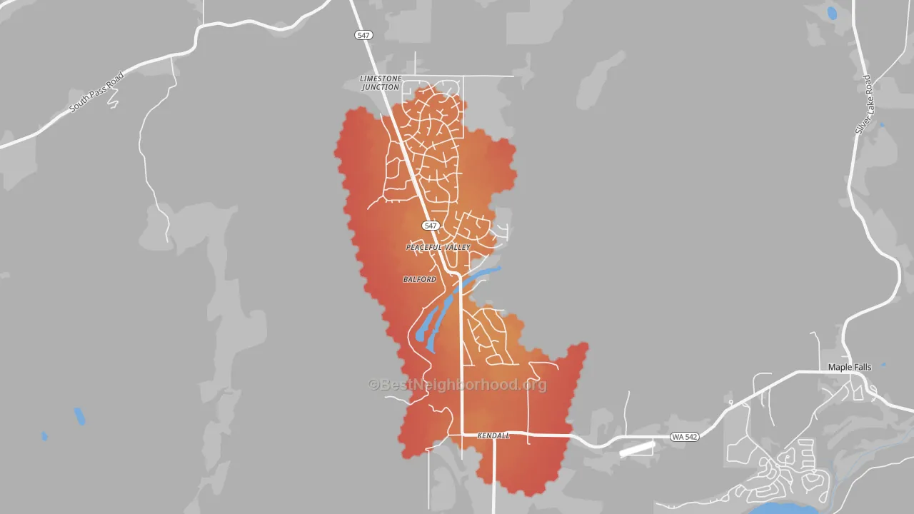 Transit Grade map of Peaceful Valley, WA