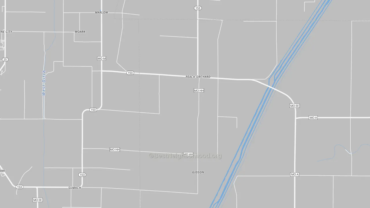 Transit Grade map of Peach Orchard, MO