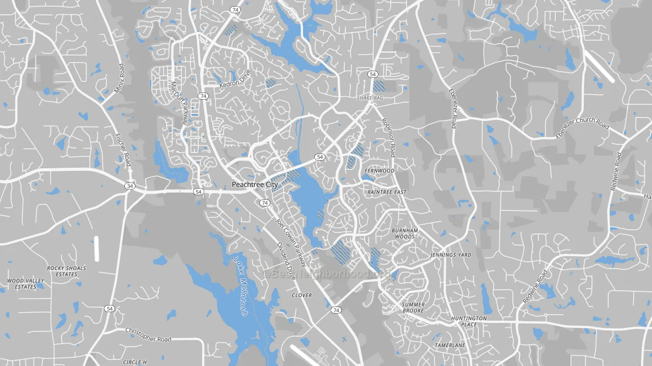 Transit Grade map of Peachtree City, GA