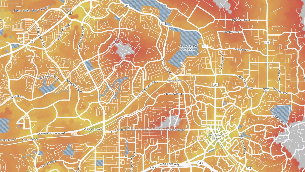 Transit Grade map of Peacock, Oceanside, CA