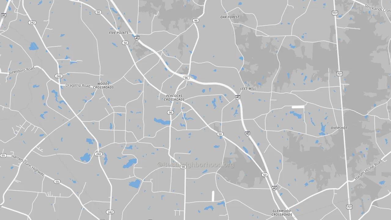 Transit Grade map of Peacocks Crossroads, NC