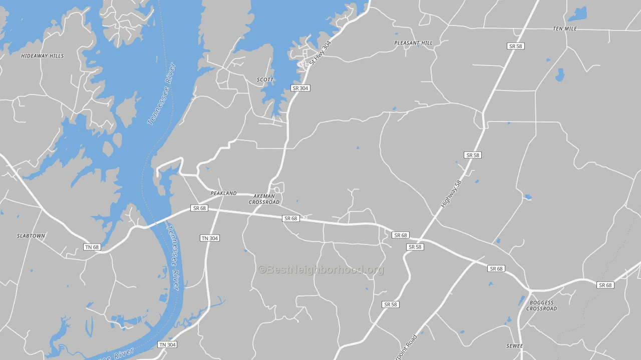 Transit Grade map of Peakland, TN