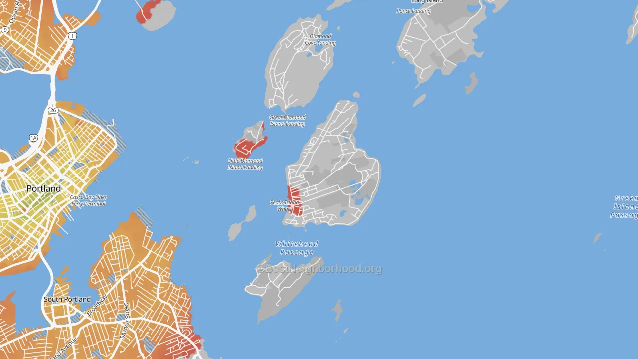Transit Grade map of Peaks Island, ME