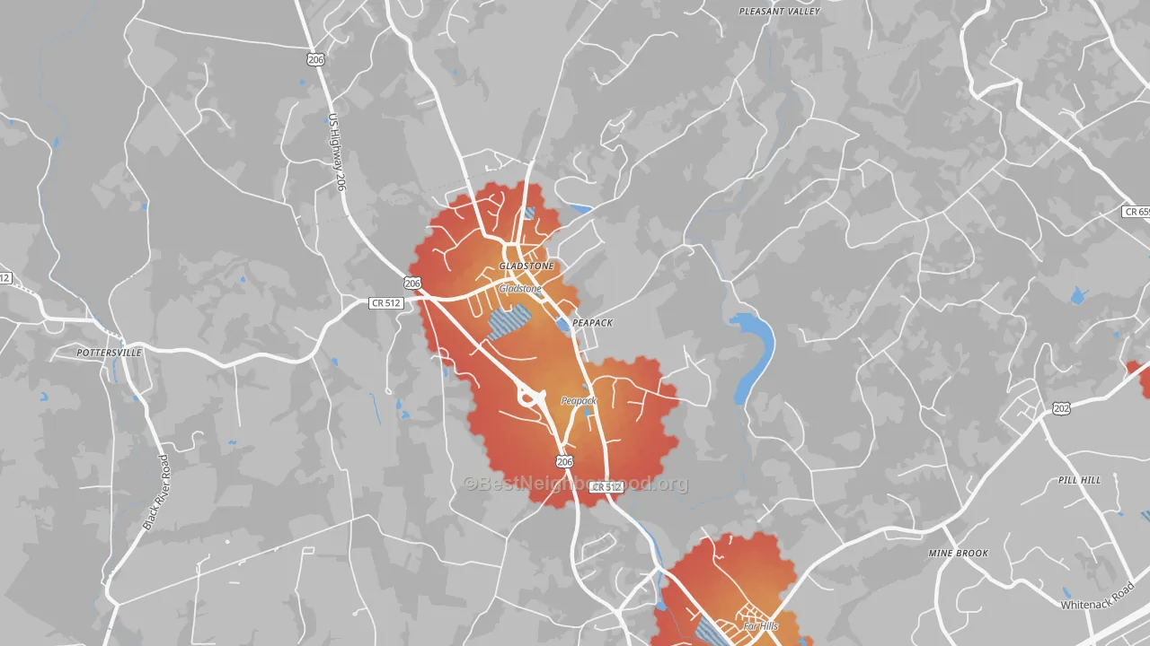 Transit Grade map of Peapack and Gladstone, NJ