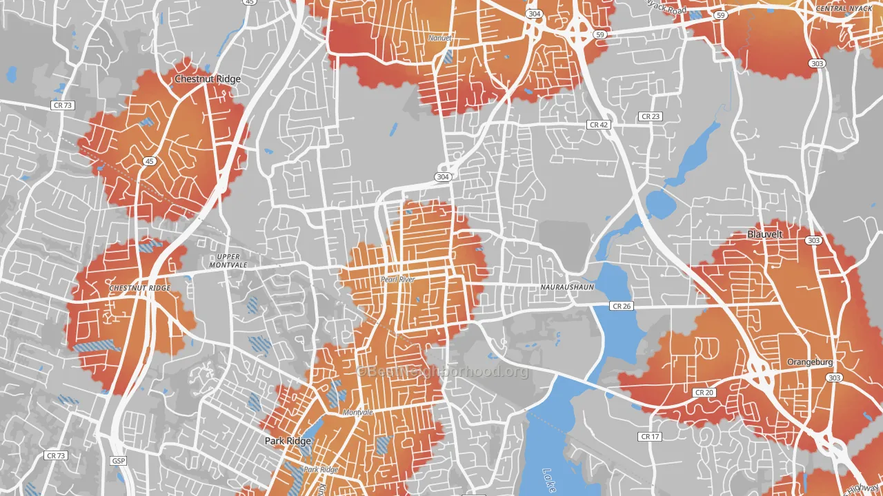 Transit Grade map of Pearl River, NY