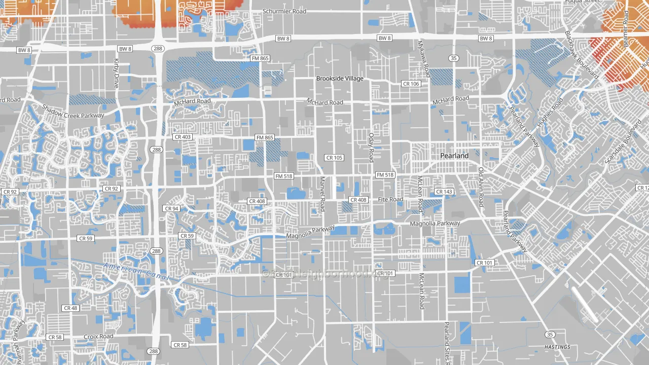 Transit Grade map of Pearland, TX