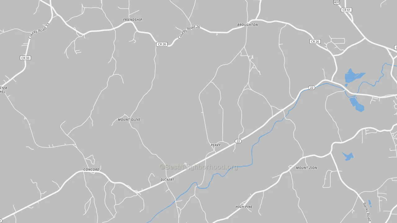 Transit Grade map of Peavy, AL
