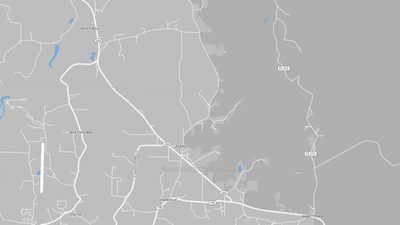 Transit Grade map of Pebble, AL