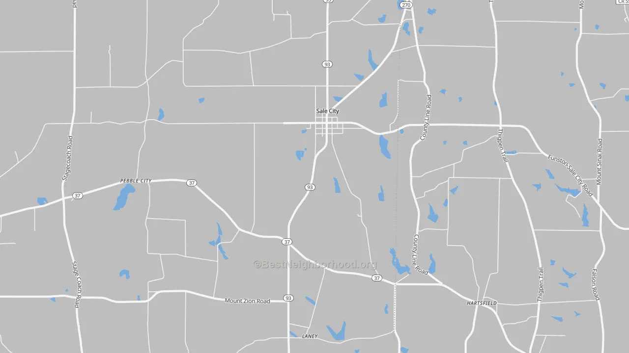 Transit Grade map of Pebble City, GA