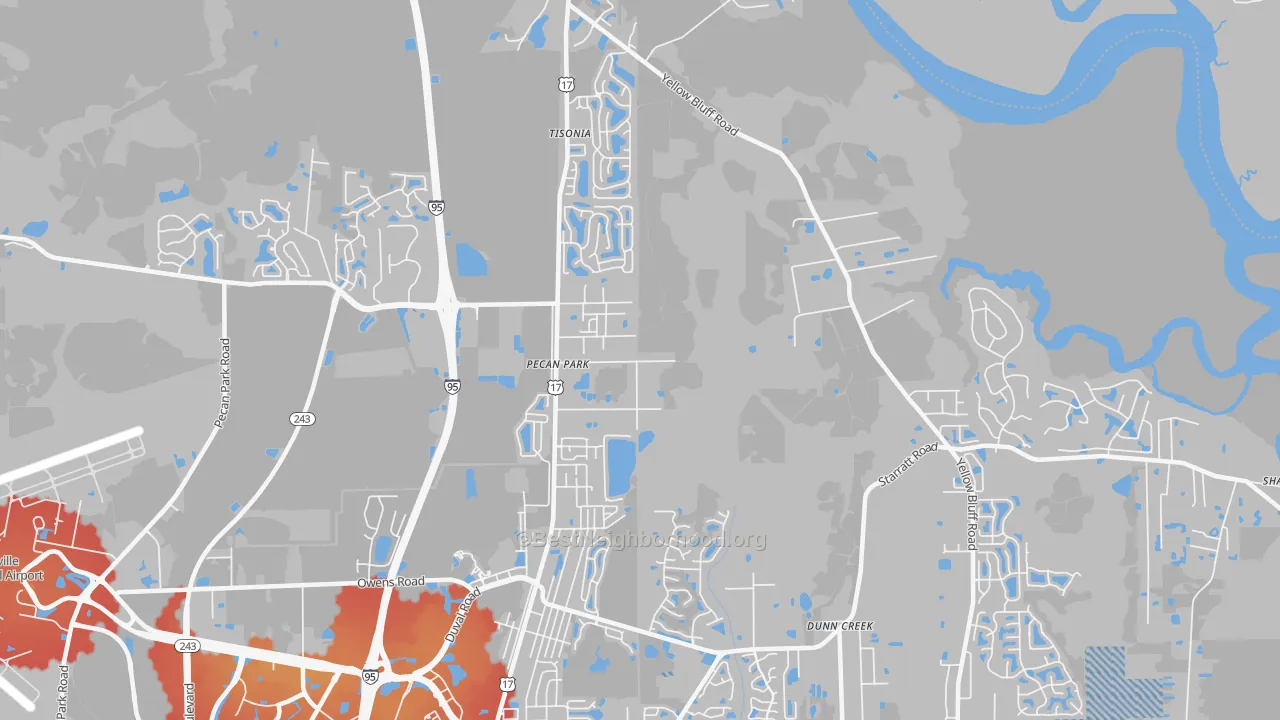 Transit Grade map of Pecan Park, Jacksonville, FL