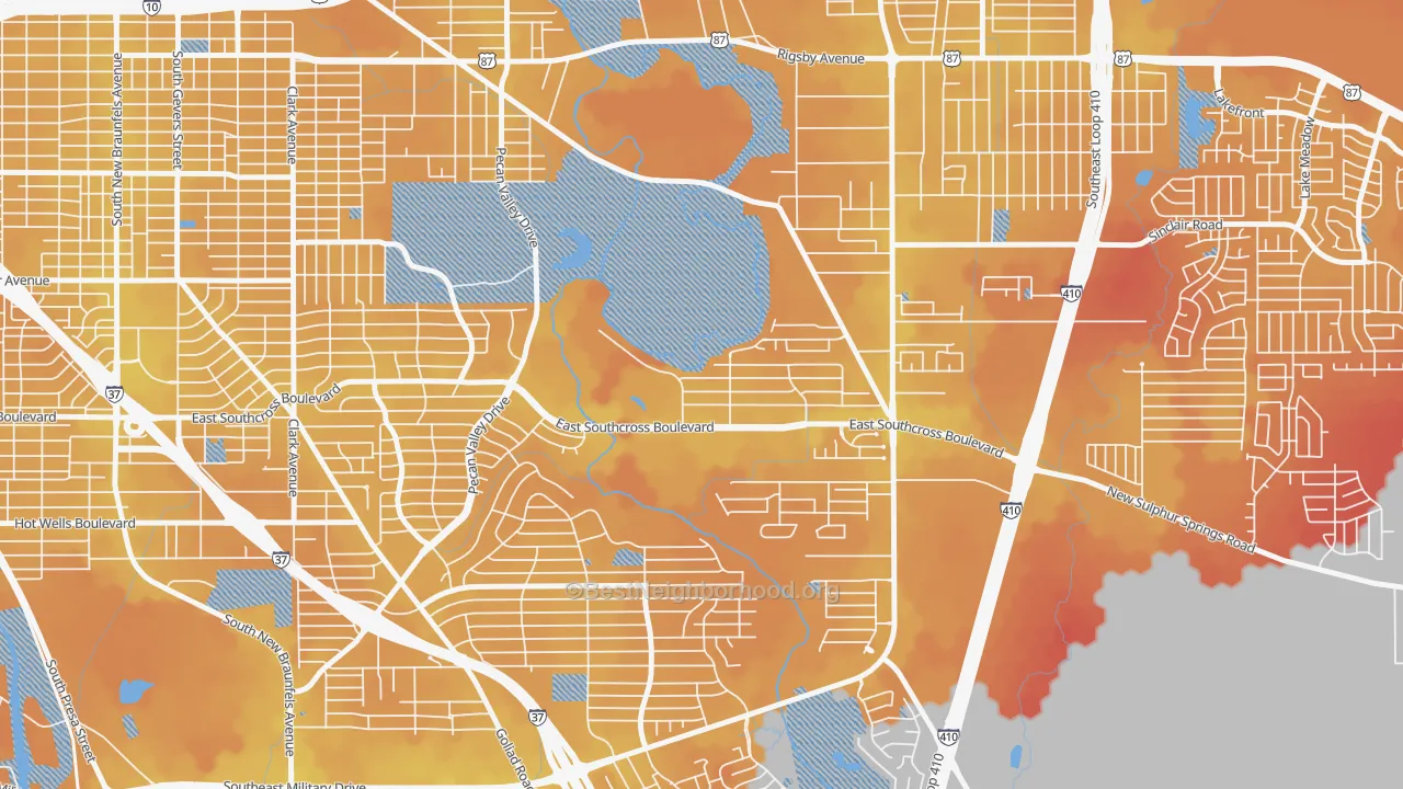 Transit Grade map of Pecan Valley, San Antonio, TX