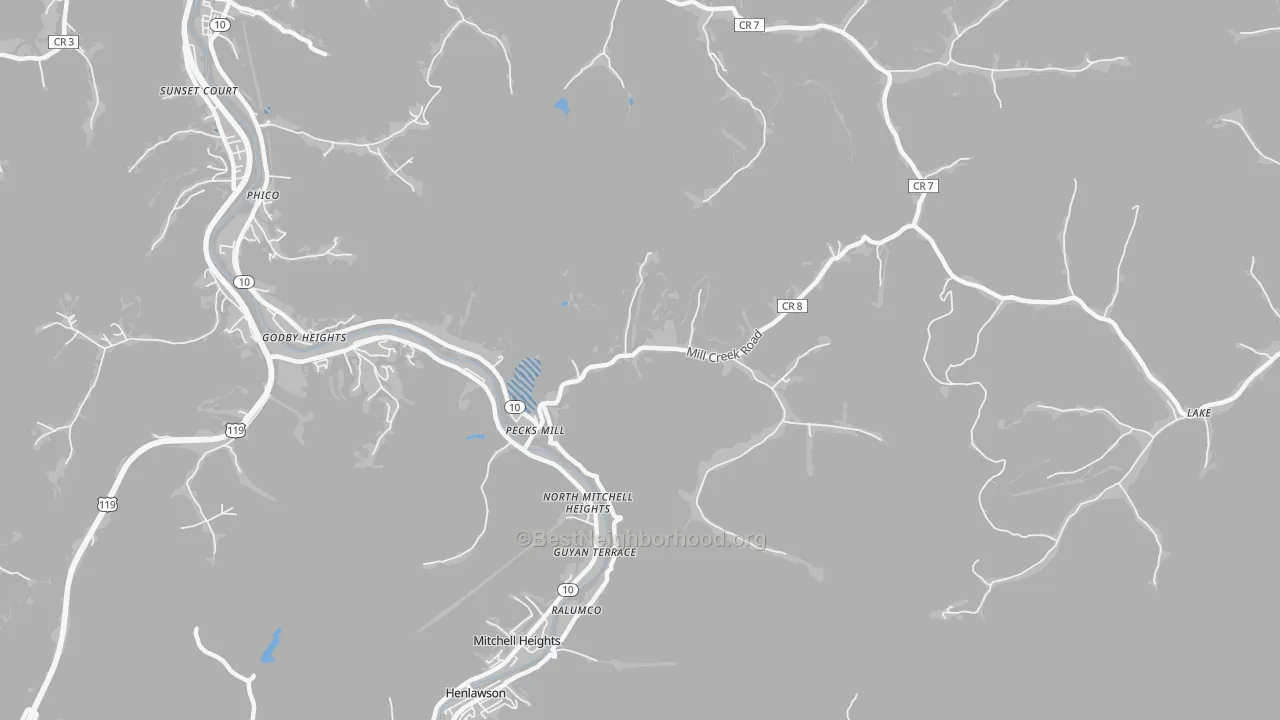 Transit Grade map of Pecks Mill, WV