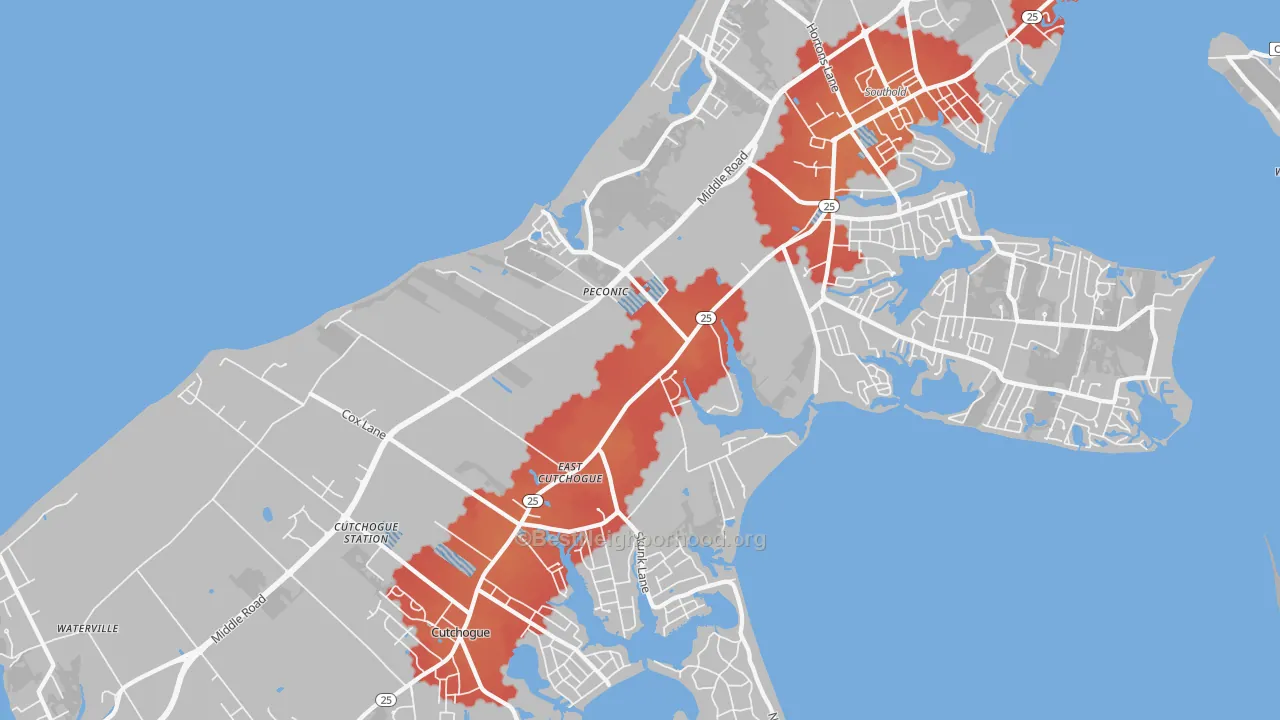 Transit Grade map of Peconic, NY