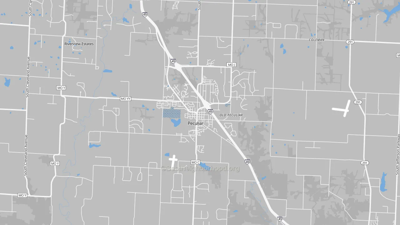 Transit Grade map of Peculiar, MO