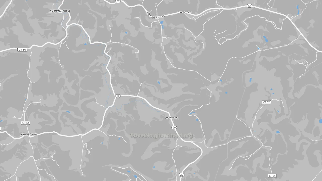 Transit Grade map of Peeltree, WV