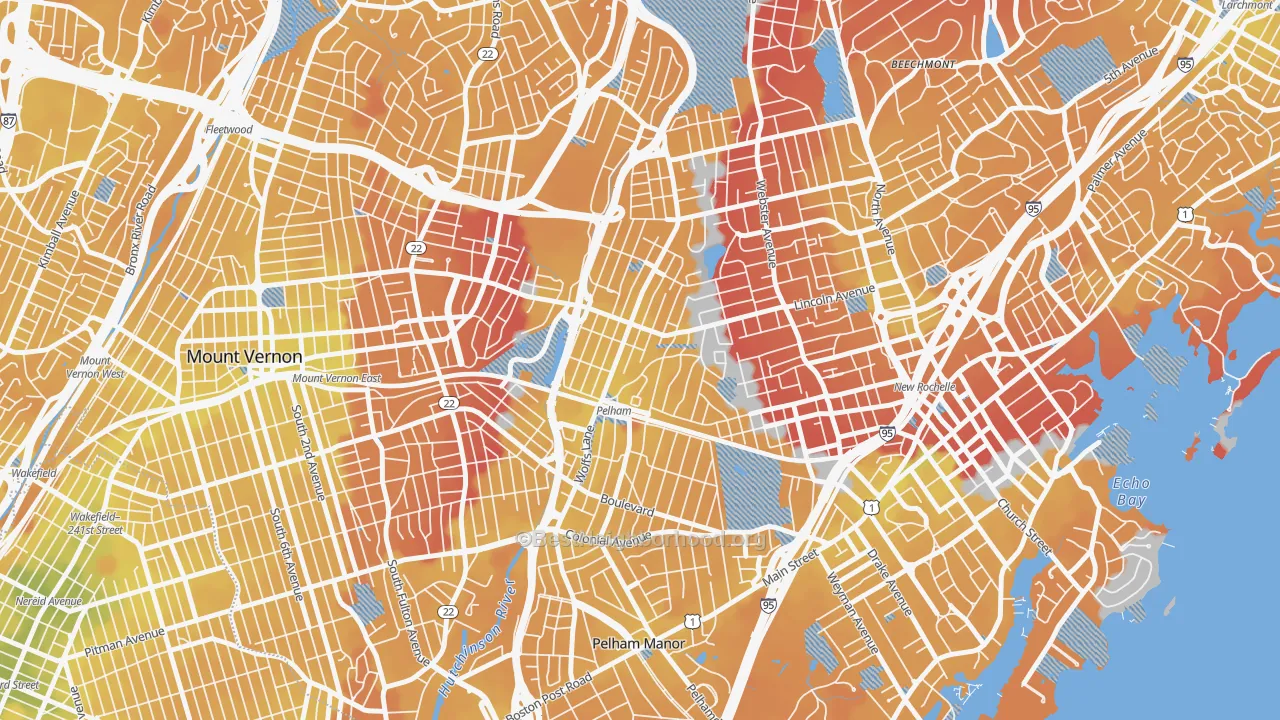 Transit Grade map of Pelham, NY