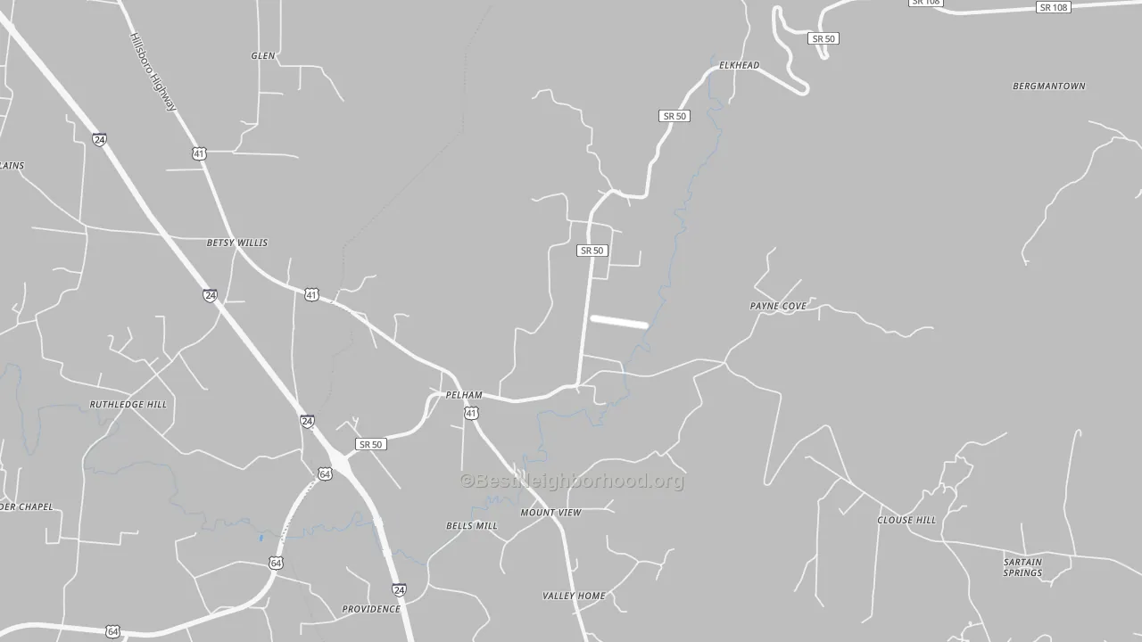 Transit Grade map of Pelham, TN