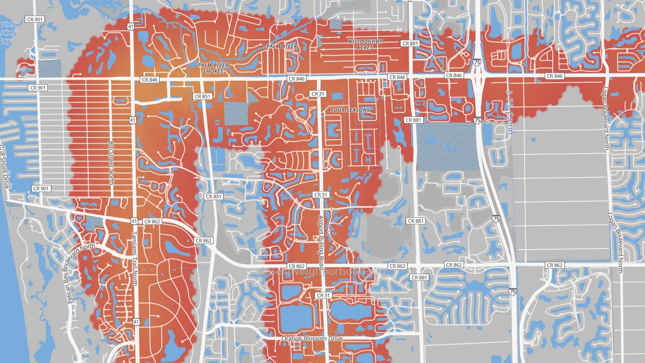 Transit Grade map of Pelican Marsh, Naples, FL