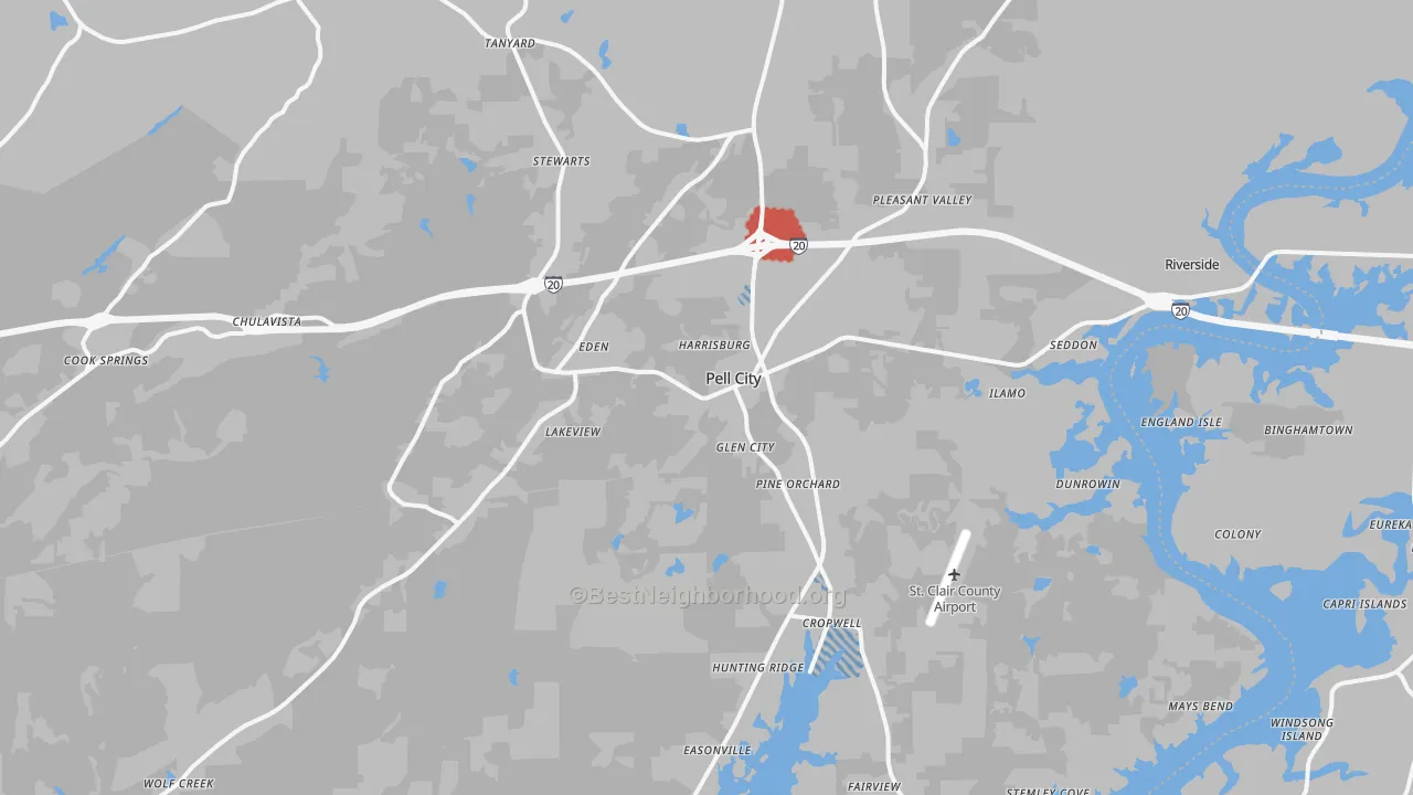 Transit Grade map of Pell City, AL