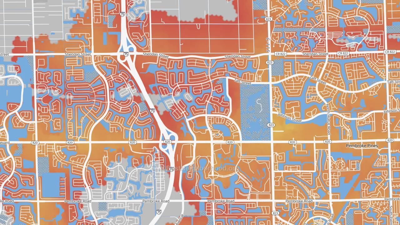 Transit Grade map of Pembroke Falls, Pembroke Pines, FL