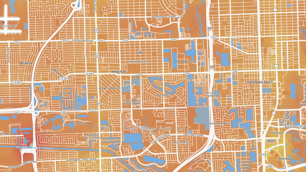 Transit Grade map of Pembroke Park, FL