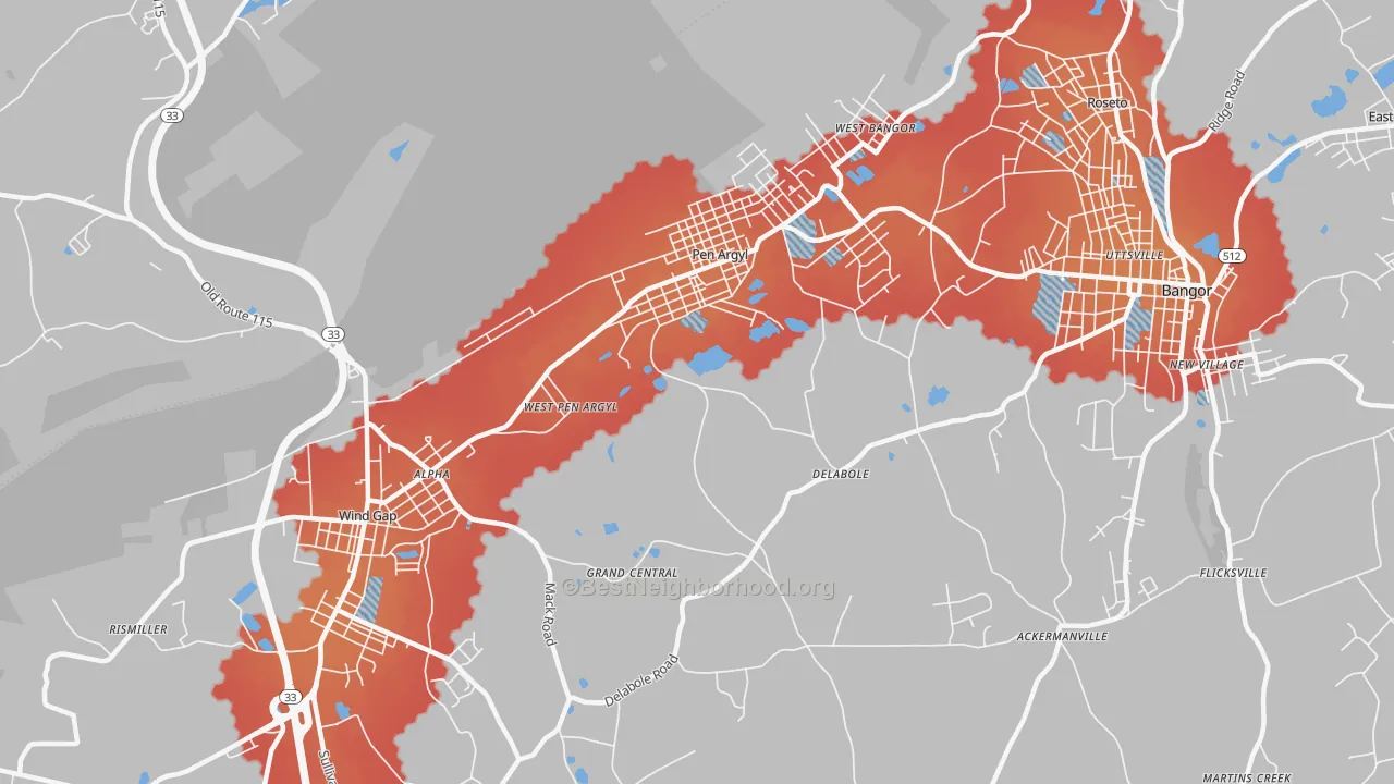 Transit Grade map of Pen Argyl, PA