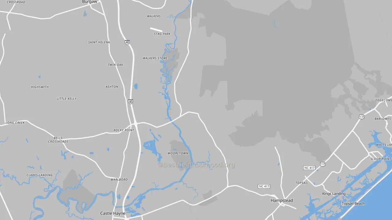Transit Grade map of Pender County, NC