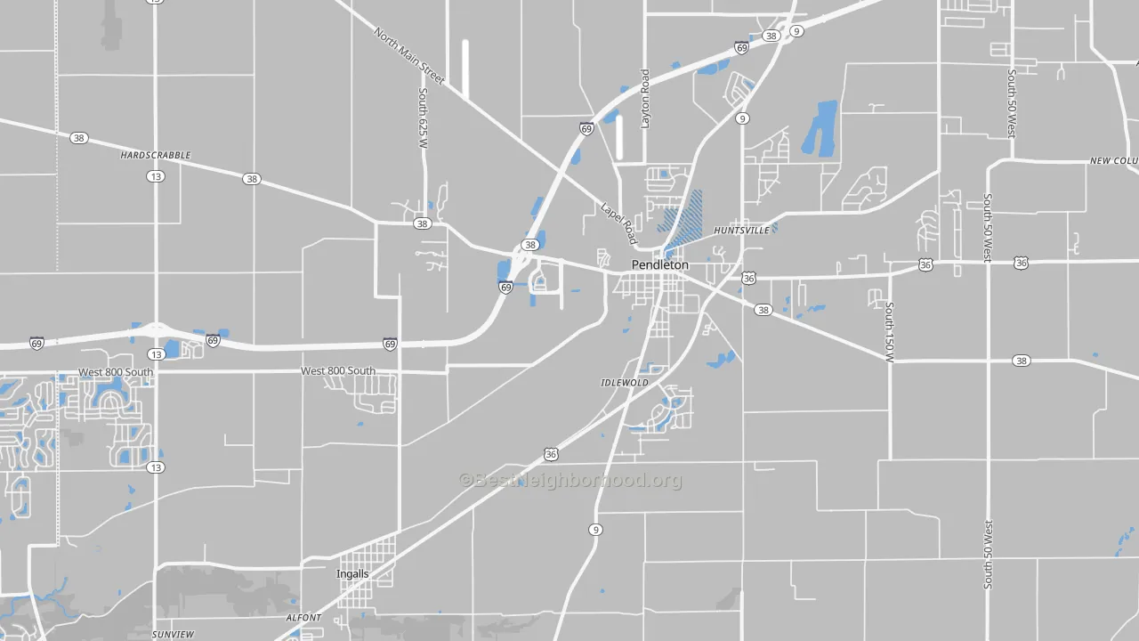 Transit Grade map of Pendleton, IN