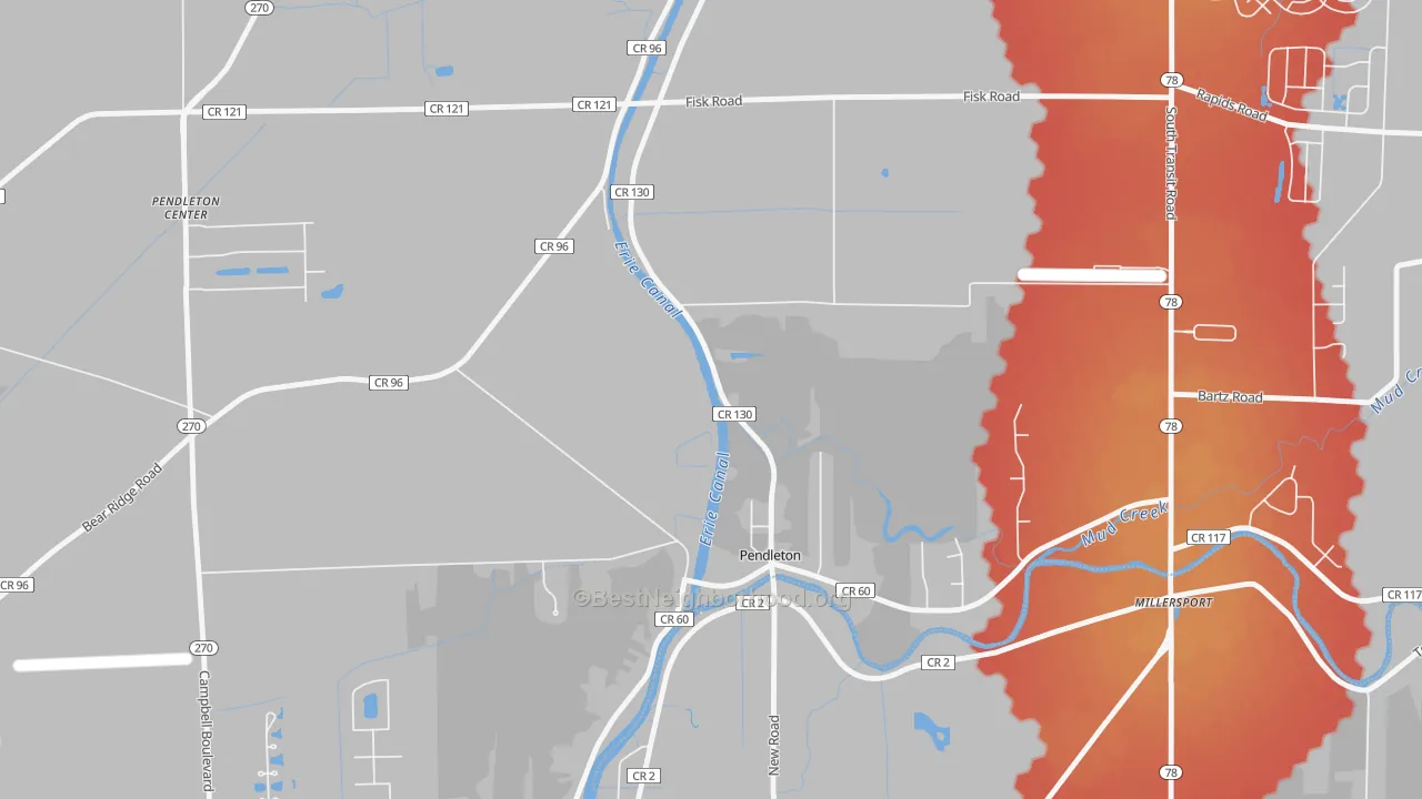 Transit Grade map of Pendleton, NY