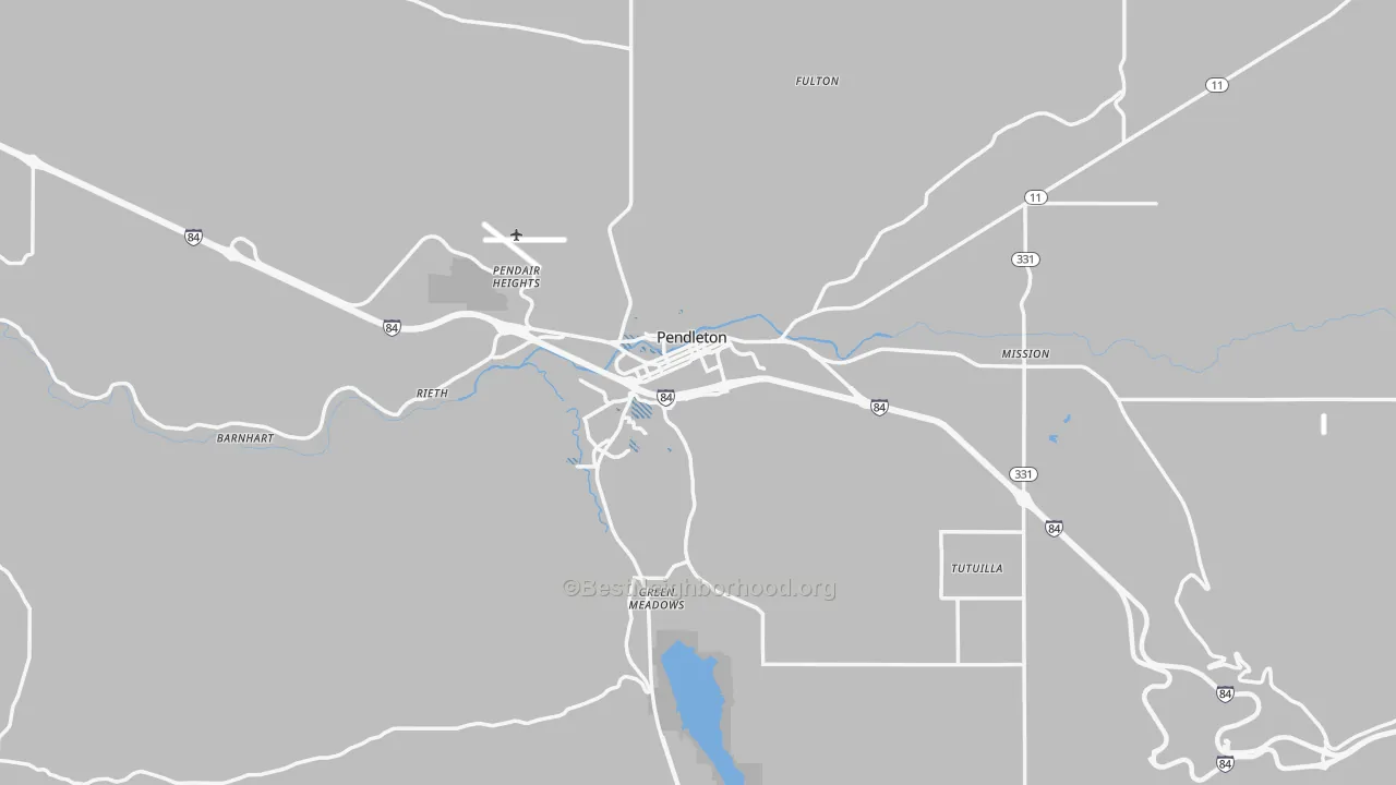 Transit Grade map of Pendleton, OR