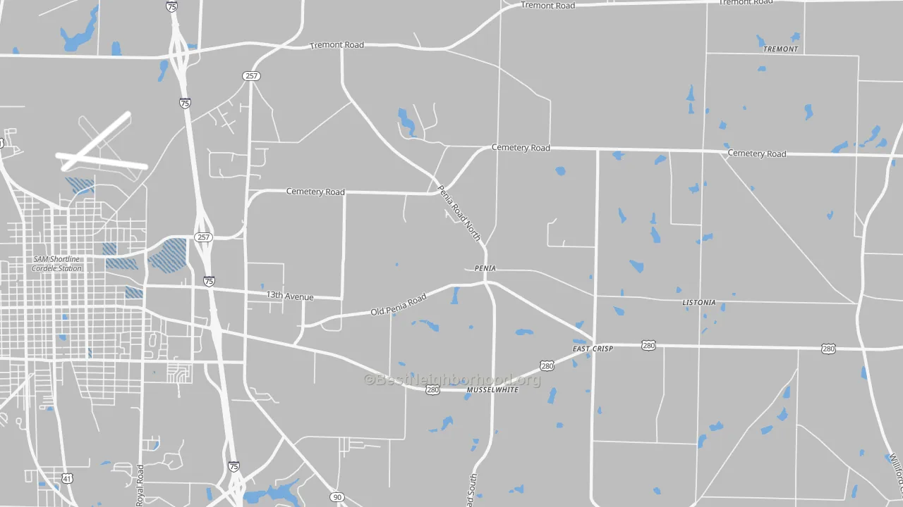 Transit Grade map of Penia, GA