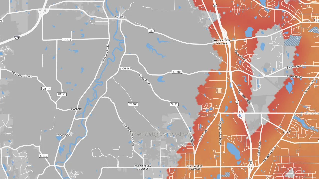 Transit Grade map of Peninsula, OH