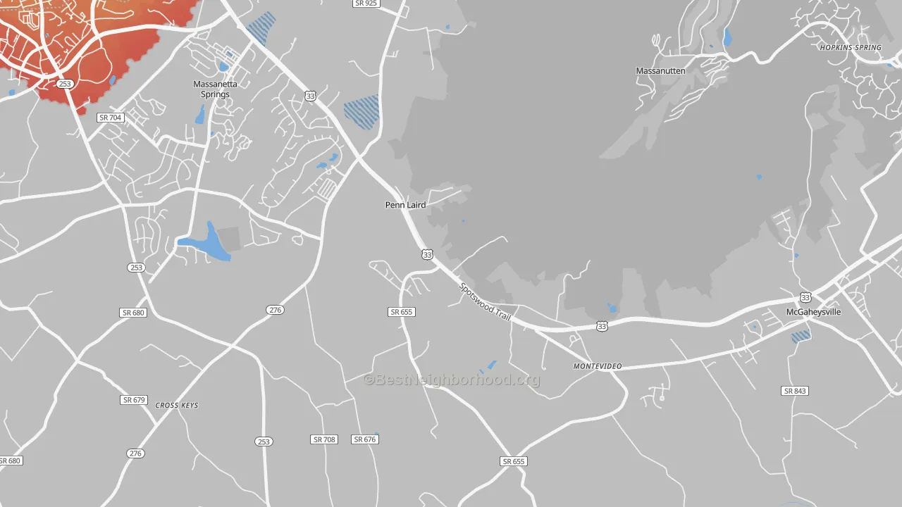 Transit Grade map of Penn Laird, VA