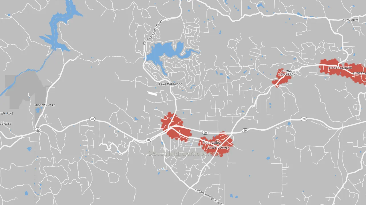 Transit Grade map of Penn Valley, CA